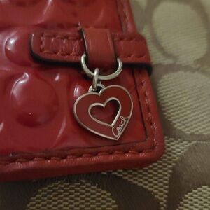 Coach Red Leather Keychain Wallet